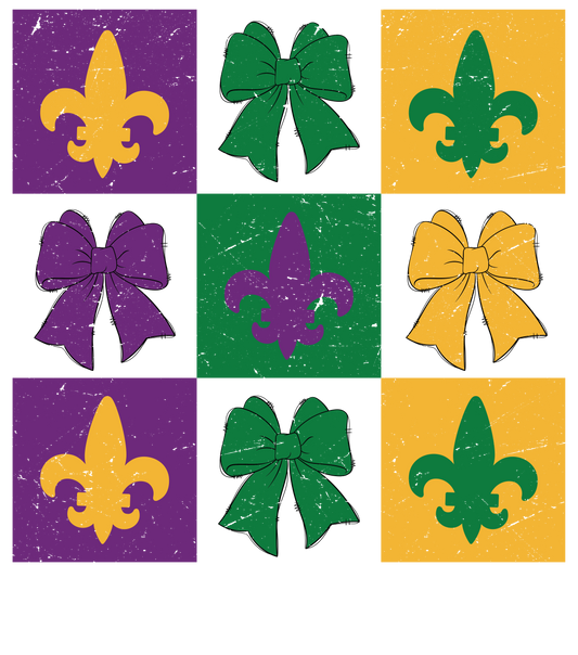 OR 23122024 NHUY Checkered Coquette Bow Mardi Gras Symbol