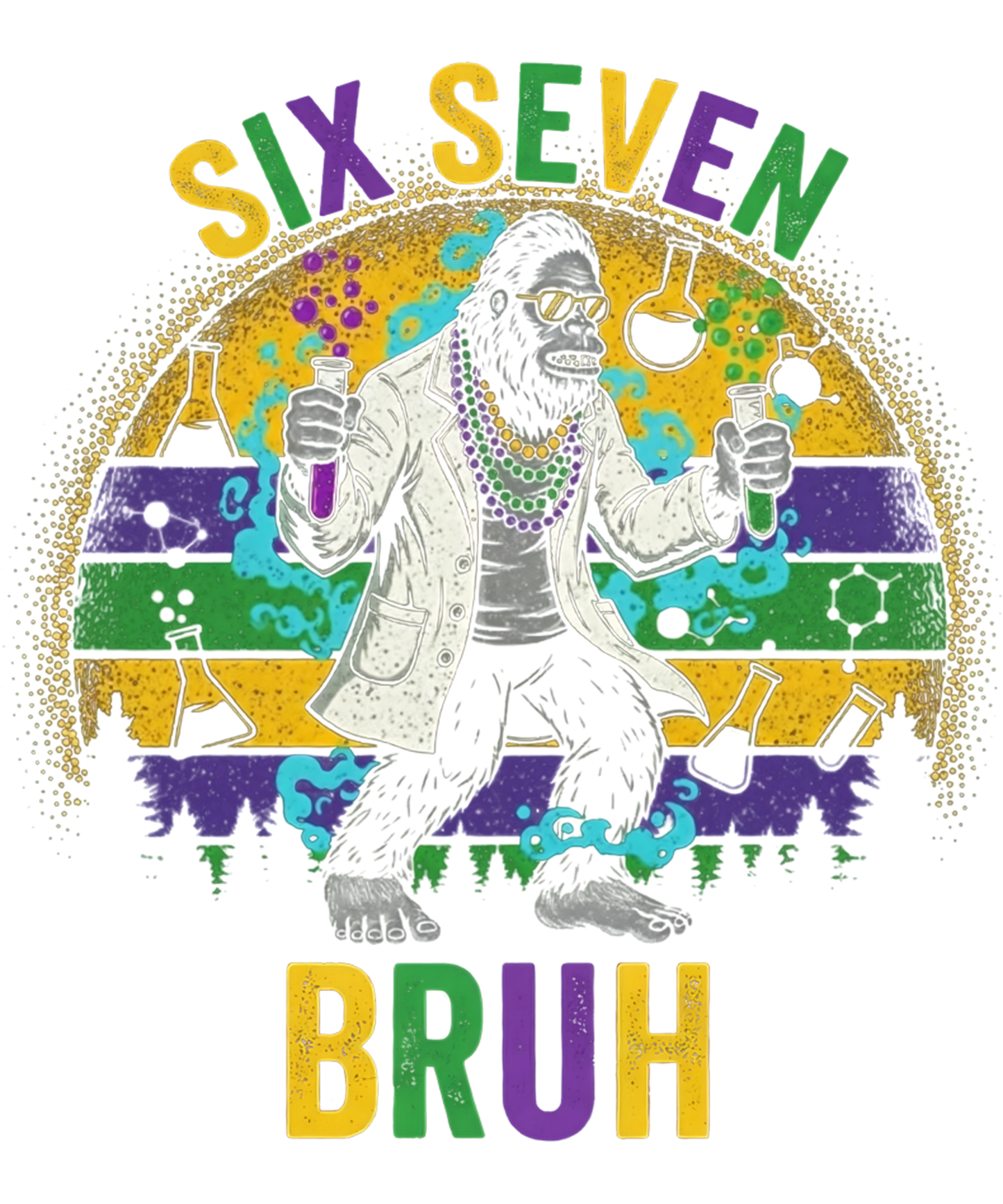 Mardi Gras 429 - Funny Six Seven Bruh Science Mardi Gras Bigfoot Sasquatch Sweatshirt