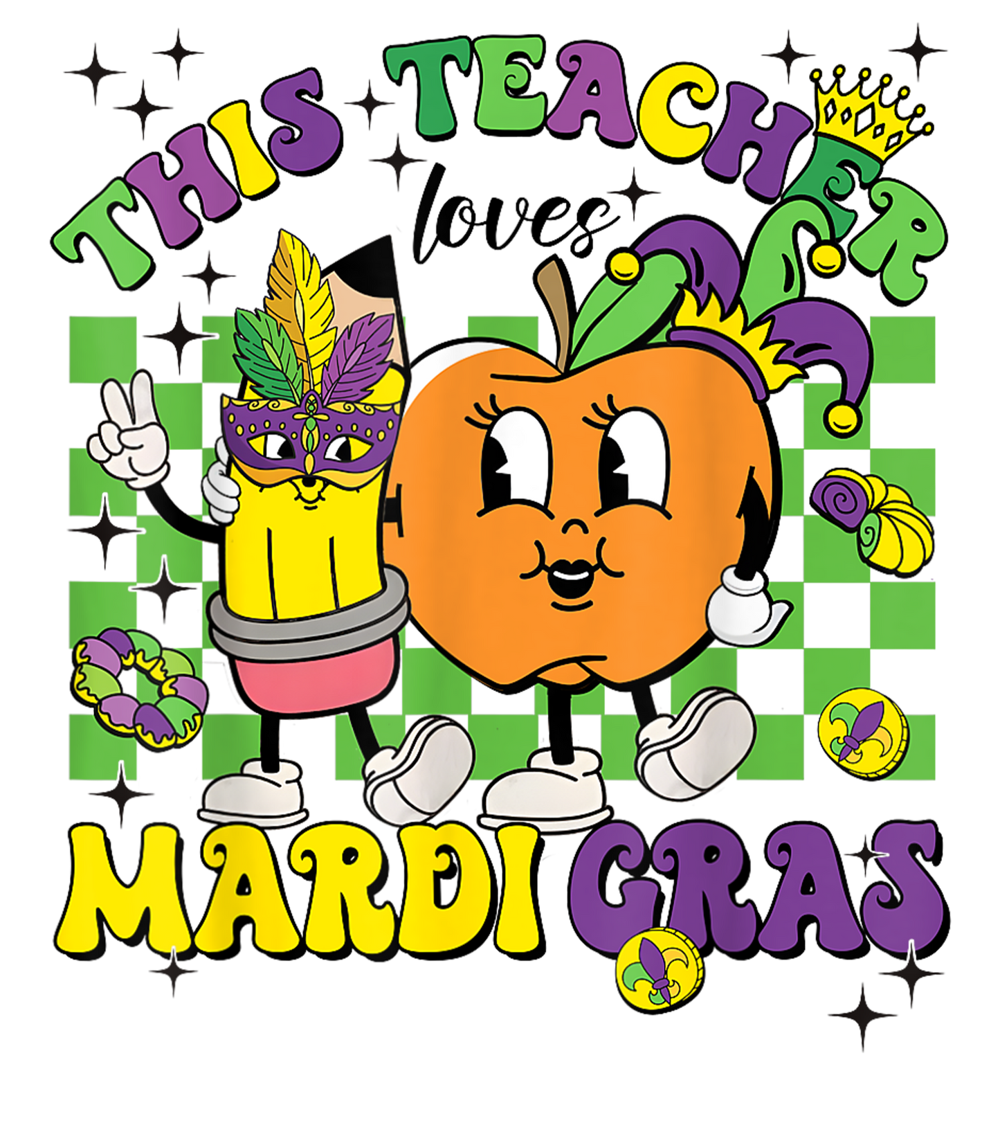 Mardi Gras 857 - Merch Teacher Mardi Gras Teacher Life Family Matching Outfit T Shirt