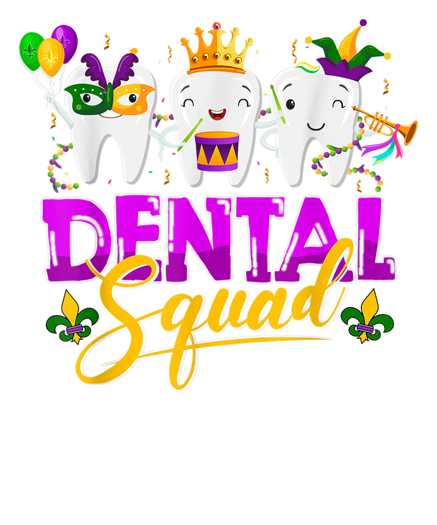 Dental Squad Jester Mask Teeth Dentist Mardi Gras Carnival