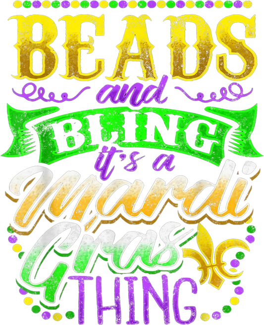 Mardi Gras 298 - Beads Bling Funny Mardi Gras Party Carnival Parade Costume T Shirt