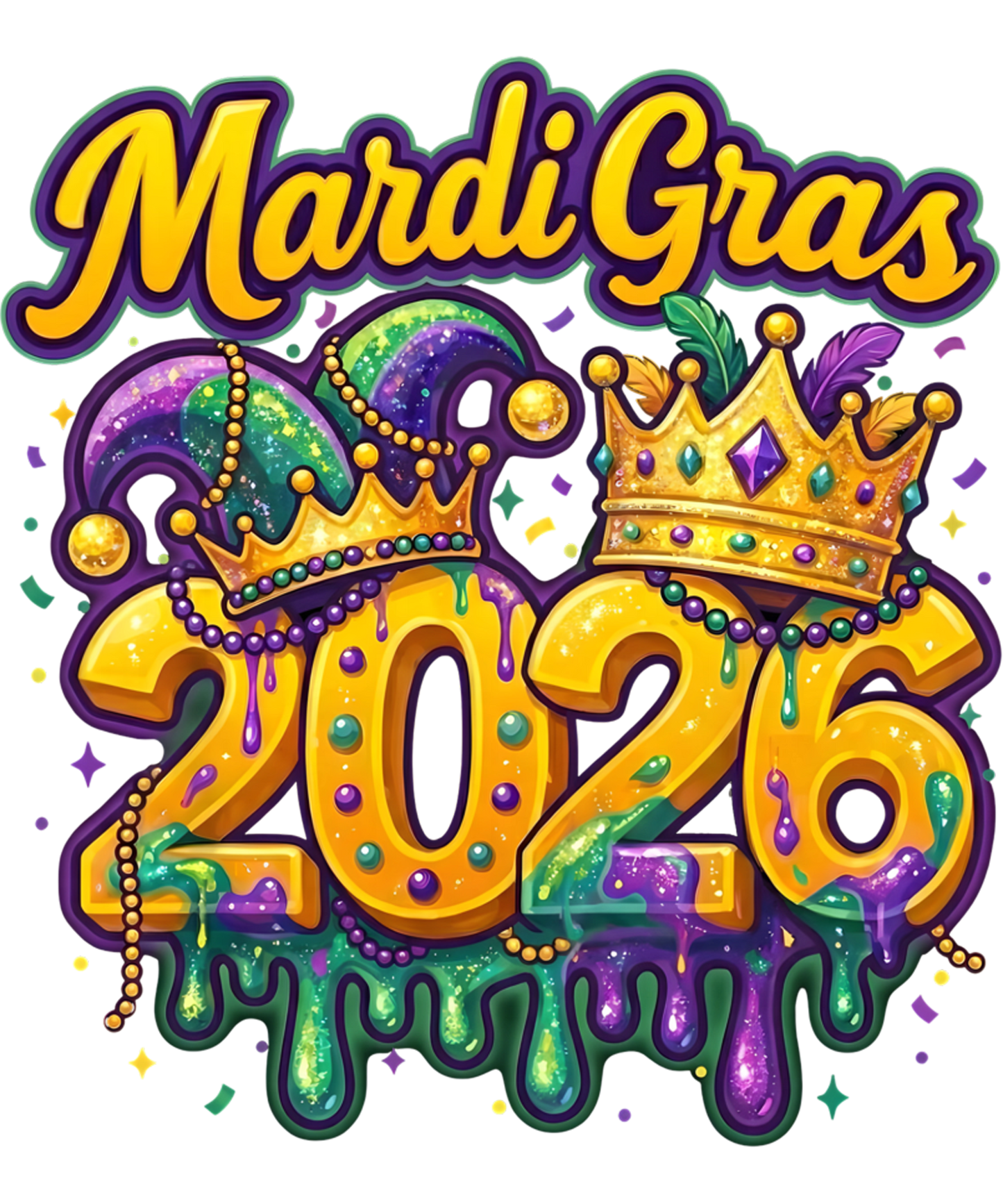 Mardi Gras 548 - Mardi Gras 2026 Carnival Jester Hat Men Women Kids Sweatshirt