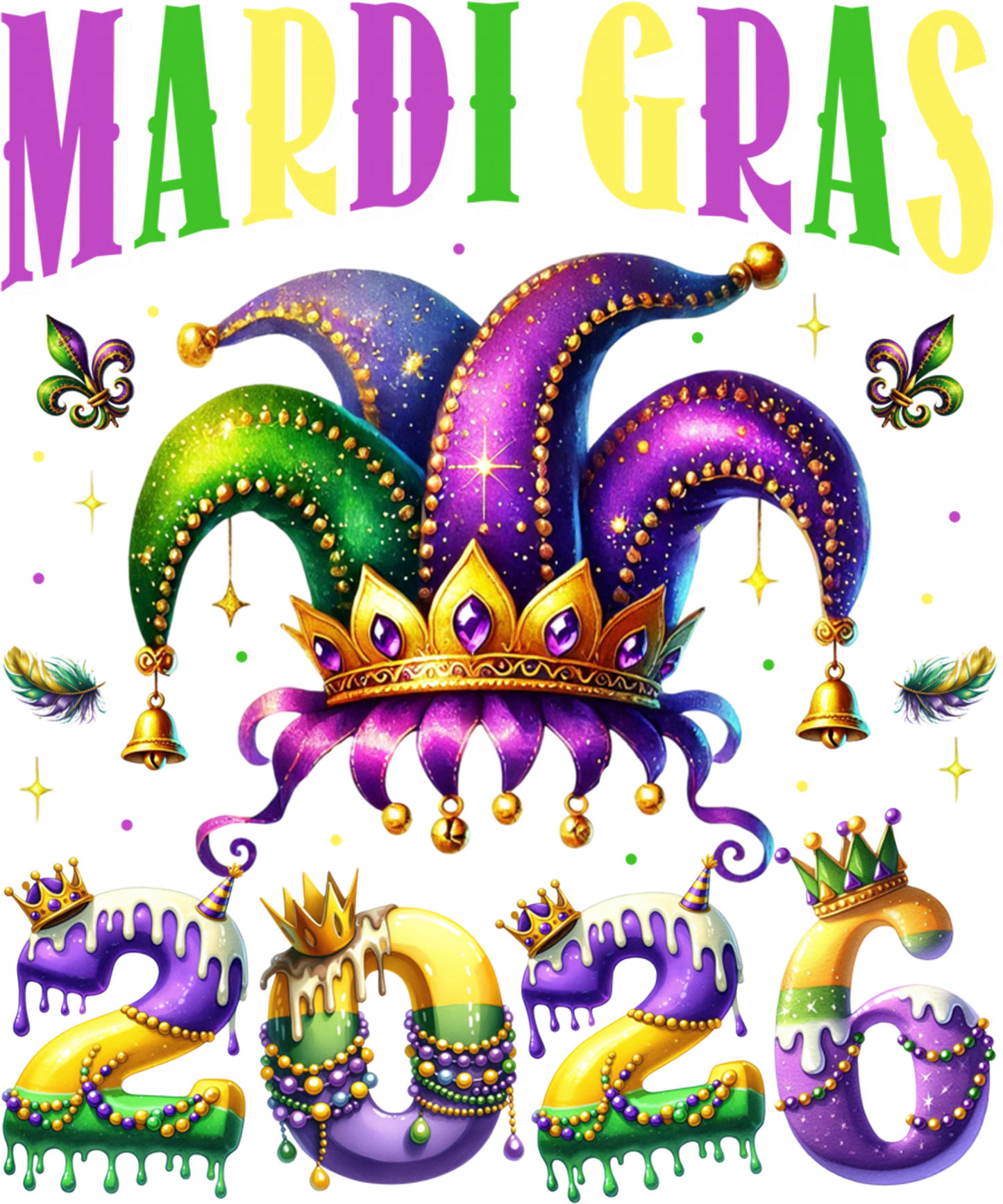 Mardi Gras 549 - Mardi Gras 2026 Jester Outfit Kids Girls Boys Men Women Sweatshirt