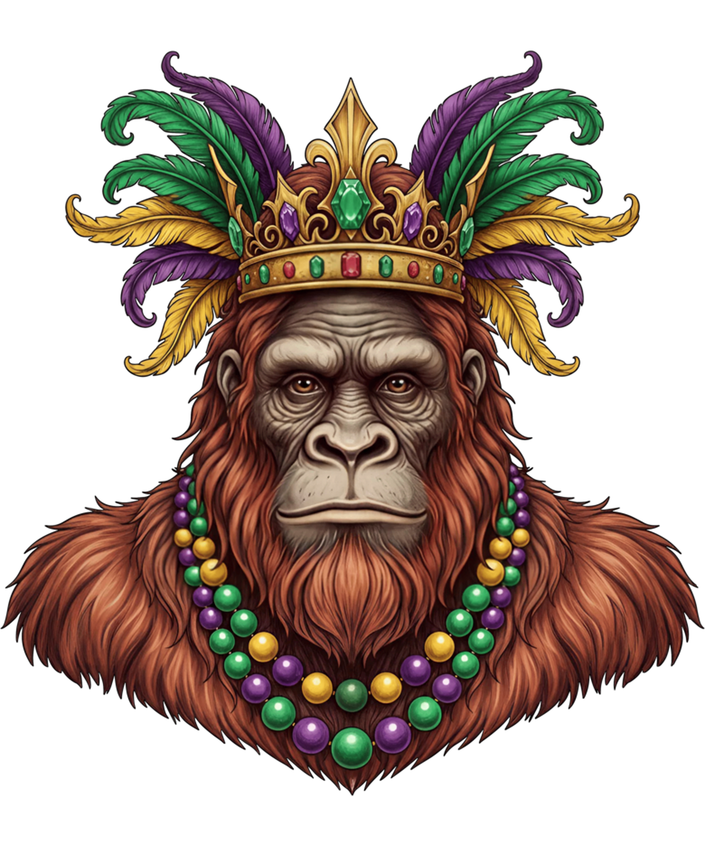 Mardi Gras 410 - Funny Mardi Gras Bigfoot Beads Mask New Orleans Carnival Sweatshirt