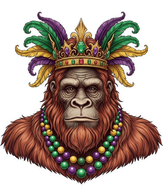Mardi Gras 410 - Funny Mardi Gras Bigfoot Beads Mask New Orleans Carnival Sweatshirt