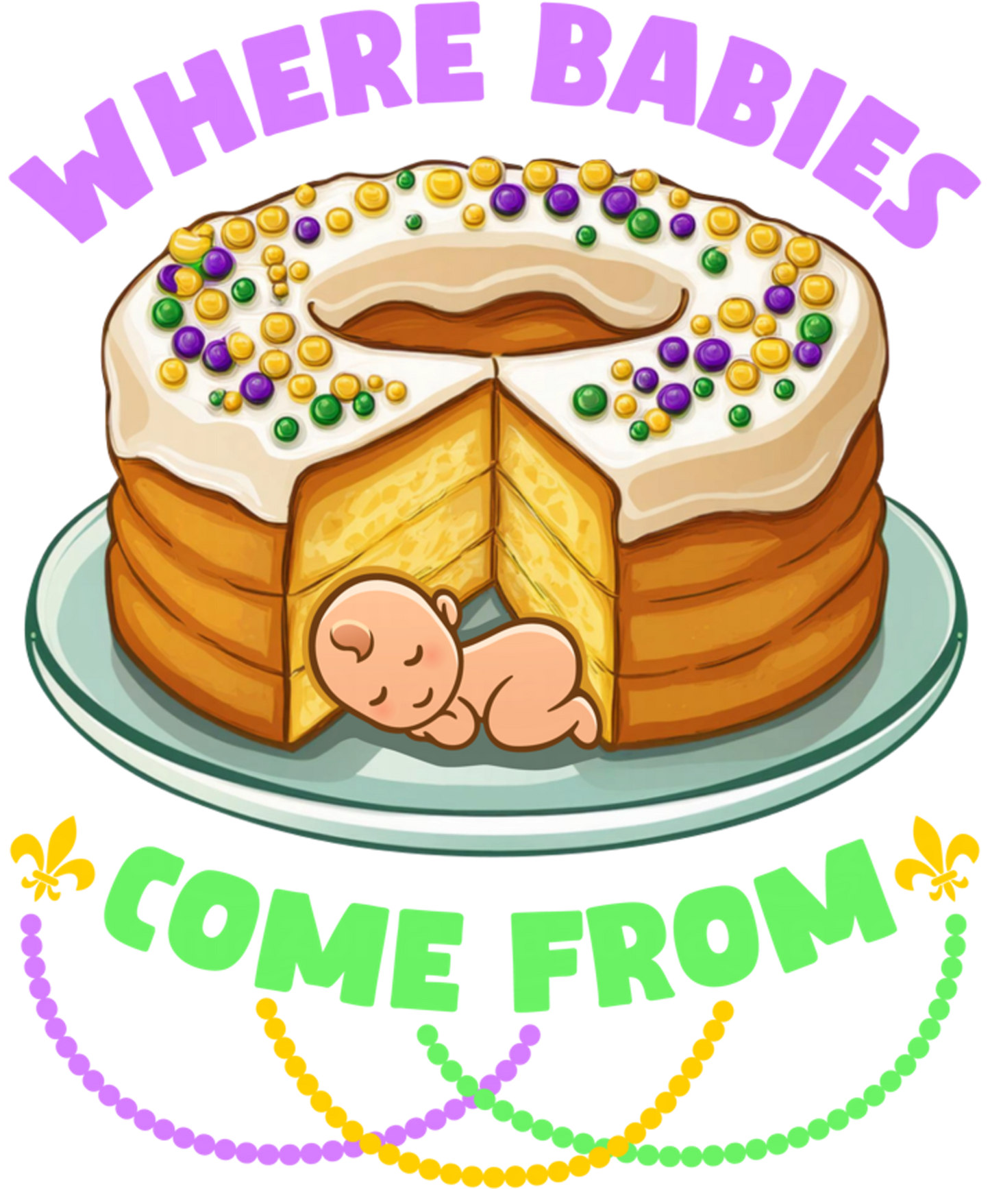 Mardi Gras 616 - Mardi Gras King Cake Where Babies Come From Sweatshirt