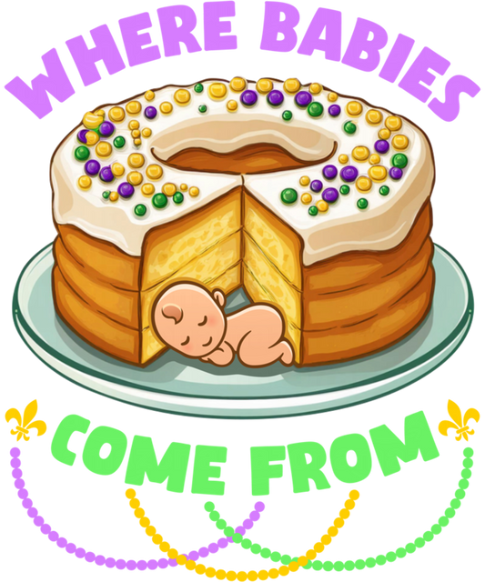 Mardi Gras 616 - Mardi Gras King Cake Where Babies Come From Sweatshirt