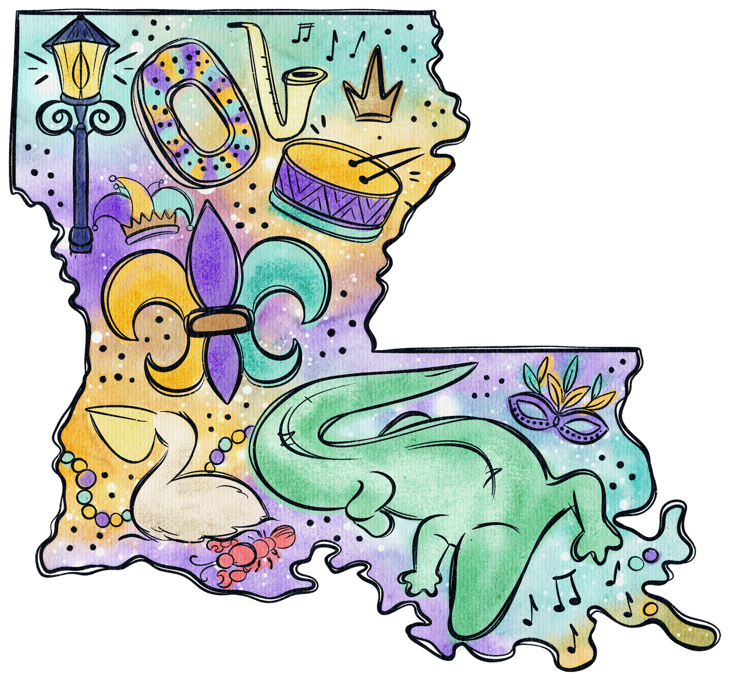 Mardi Gras 539 - Louisiana Mardi Gras Watercolor Png 87597838 Louisiana Mardigras