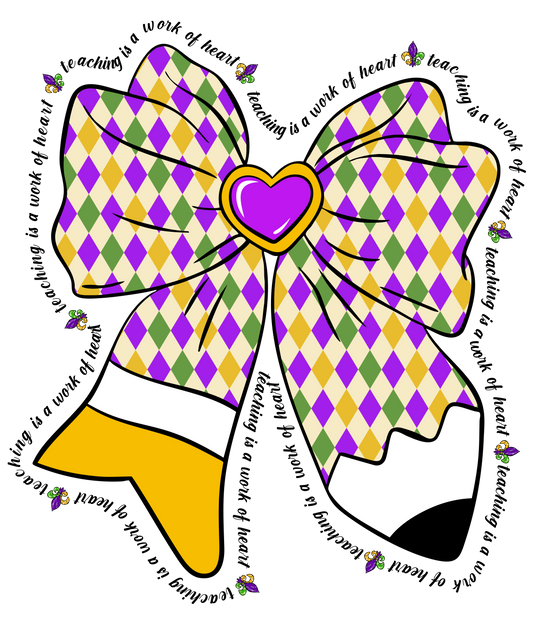 Mardi Gras 920 - Or 212025 Vtn Coquette Bow Pencil Teacher Mardi Gras