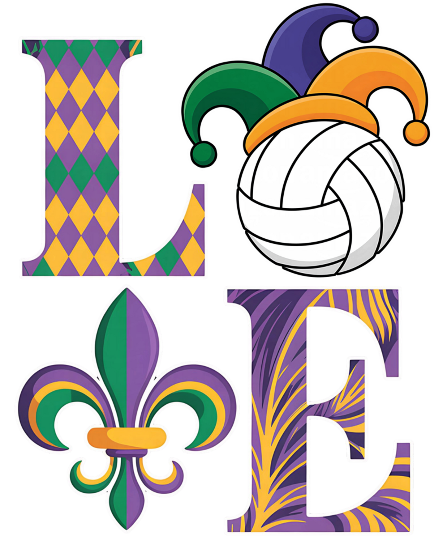 Mardi Gras 408 - Funny Love Volleyball Mardi Gras Costume Carnival Women Men Sweatshirt