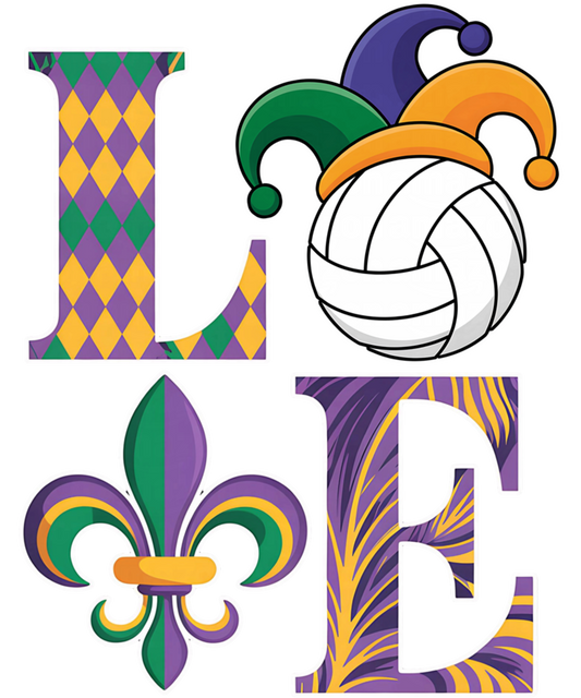 Mardi Gras 408 - Funny Love Volleyball Mardi Gras Costume Carnival Women Men Sweatshirt