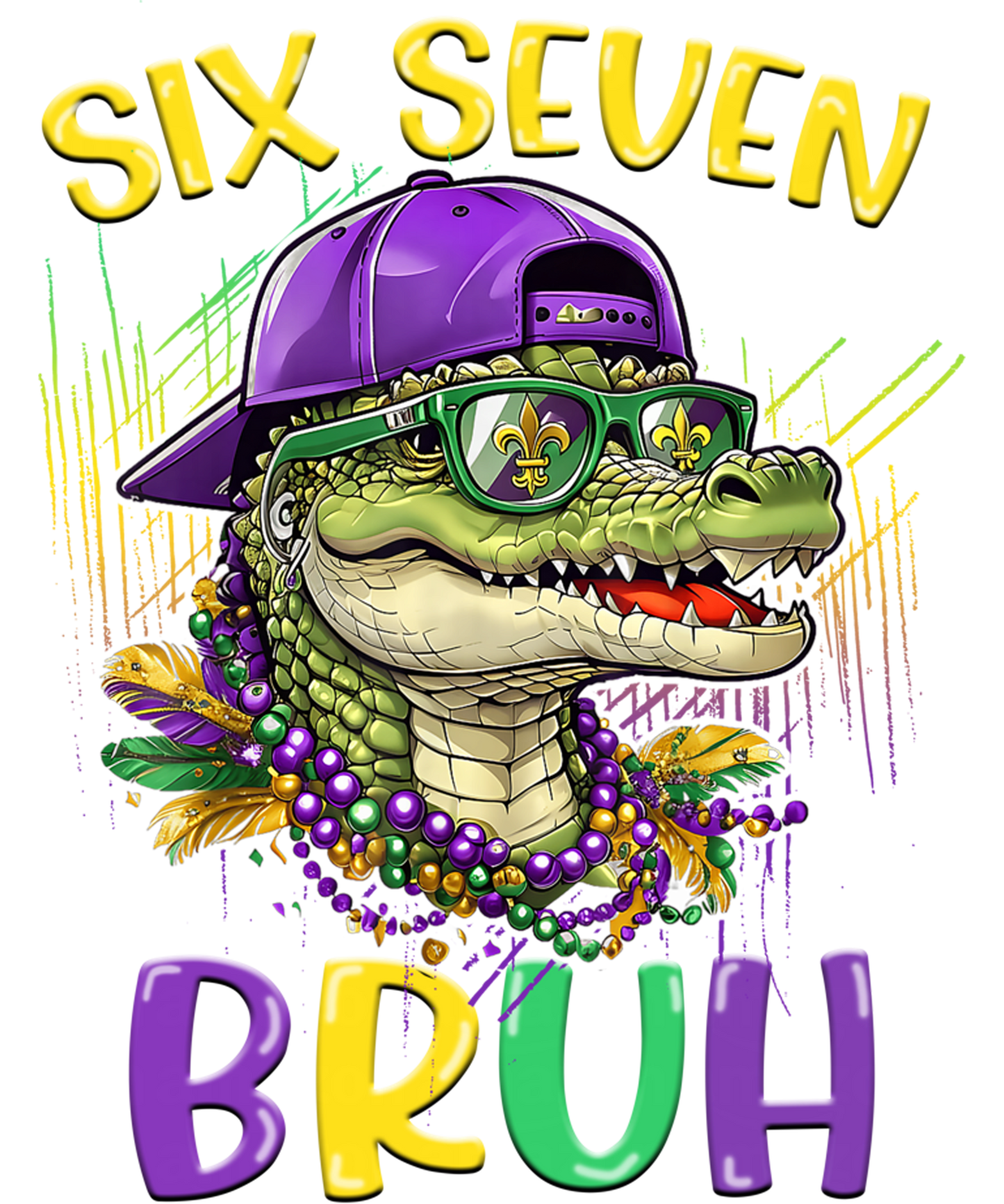 Mardi Gras 664 - Mardi Gras Six Seven Bruh Mardigator Alligator 6 7 Meme Boy Sweatshirt (2)