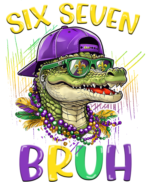 Mardi Gras 664 - Mardi Gras Six Seven Bruh Mardigator Alligator 6 7 Meme Boy Sweatshirt (2)