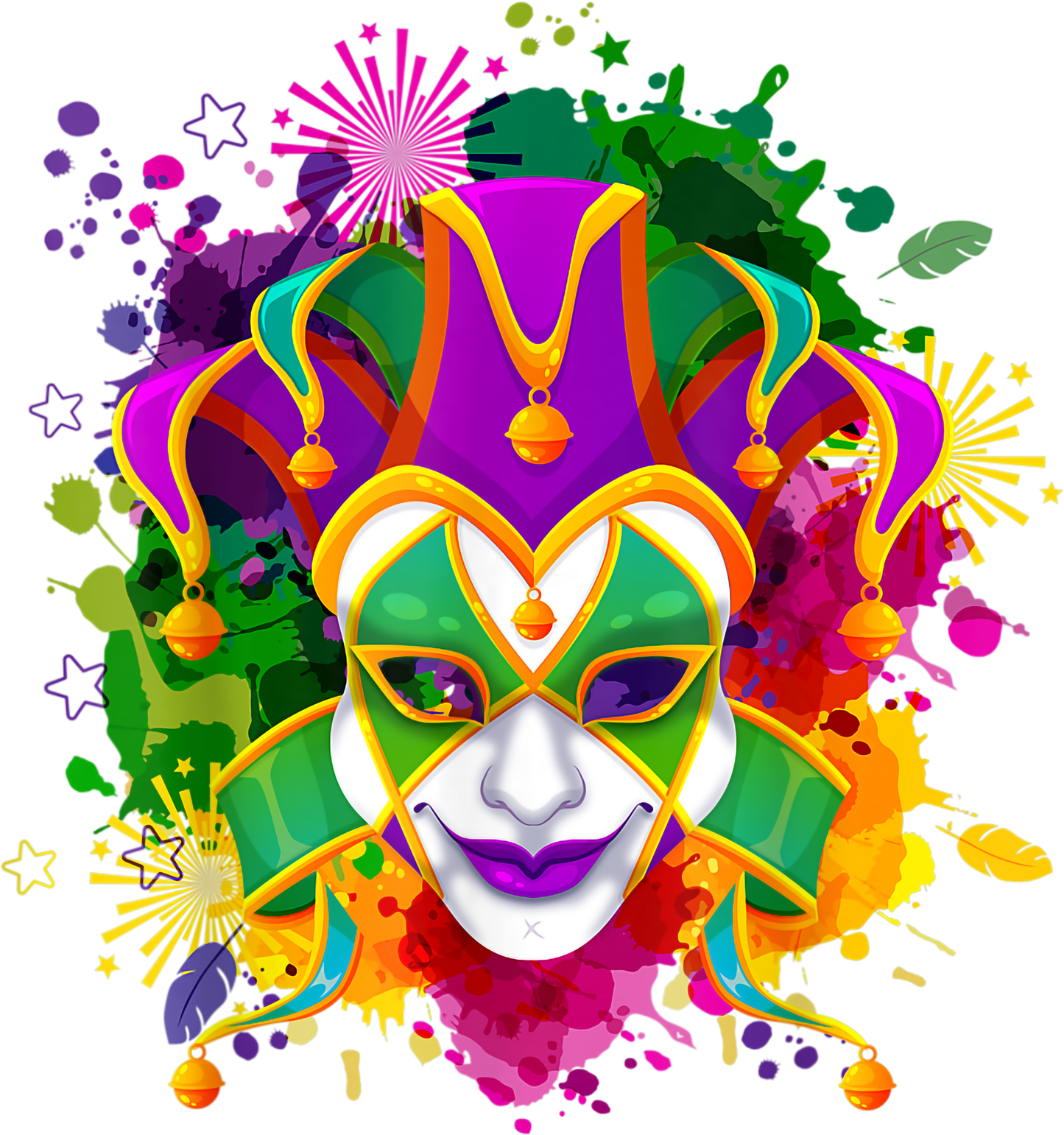 Mardi Gras 635 - Mardi Gras Mask With Color Splash Back Drop   Mardi Gras T Shirt