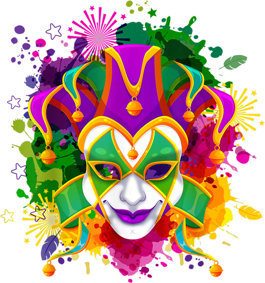 Mardi Gras 635 - Mardi Gras Mask With Color Splash Back Drop   Mardi Gras T Shirt