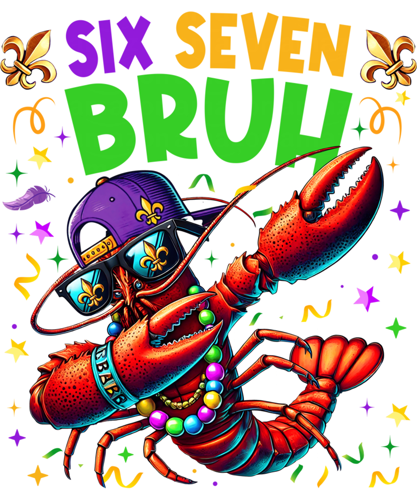 Mardi Gras 1007 - Six Seven Bruh Mardi Gras Dabbing Crawfish Men Women Kid Sweatshirt