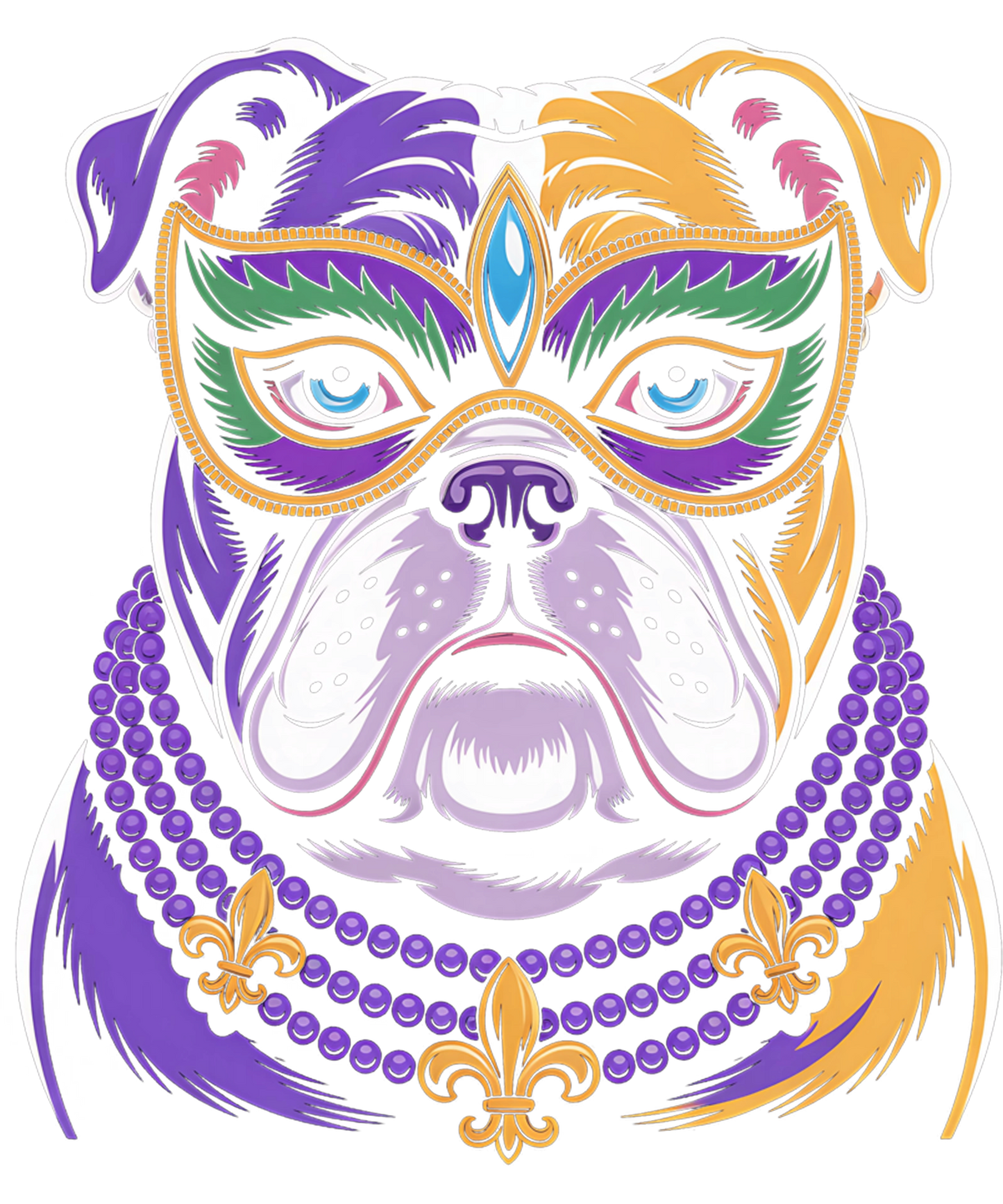 Mardi Gras 563 - Mardi Gras Bead English Bulldog Dog Festival Carnival Tee Sweatshirt