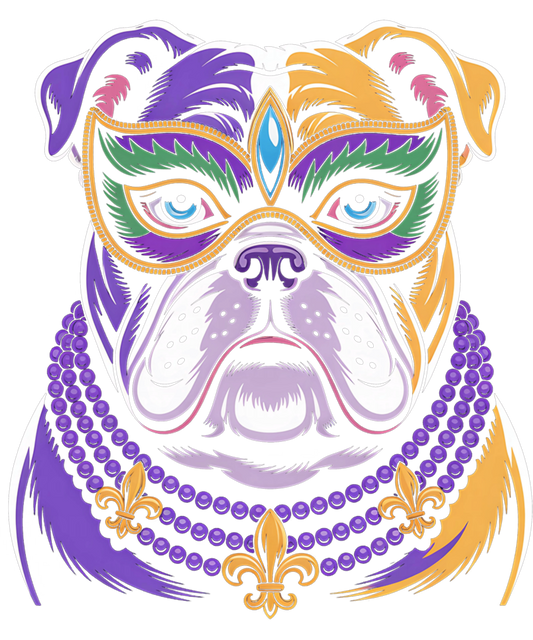 Mardi Gras 563 - Mardi Gras Bead English Bulldog Dog Festival Carnival Tee Sweatshirt