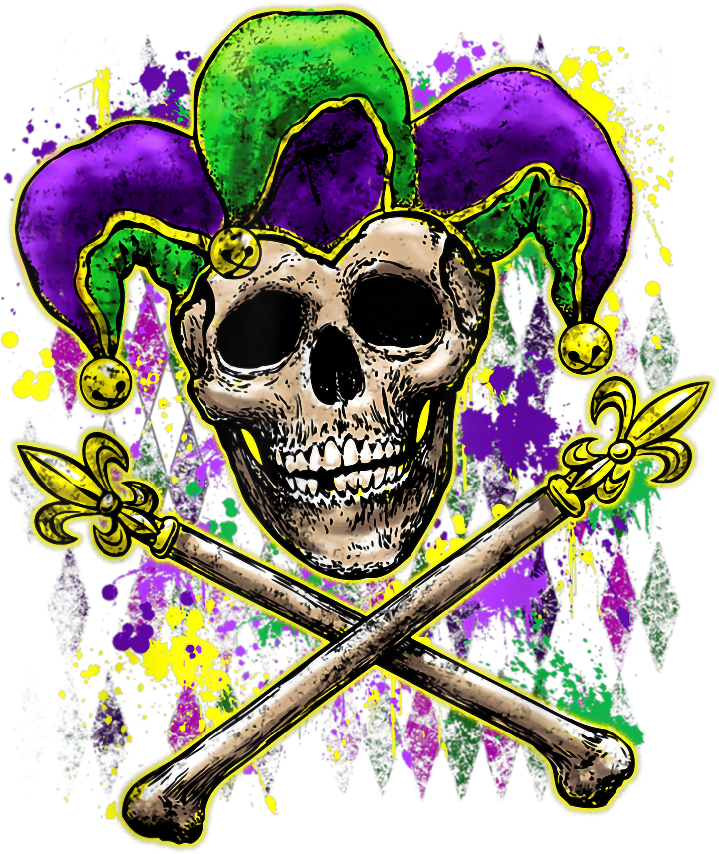 Mardi Gras 657 - Mardi Gras Shirt Jester Skull New Orleans Vintage Tee T Shirt