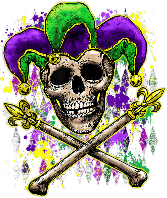 Mardi Gras 657 - Mardi Gras Shirt Jester Skull New Orleans Vintage Tee T Shirt