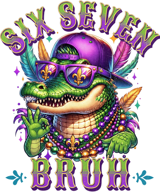 Mardi Gras 666 - Mardi Gras Six Seven Bruh Mardigator Alligator 6 7 Meme Boy Sweatshirt