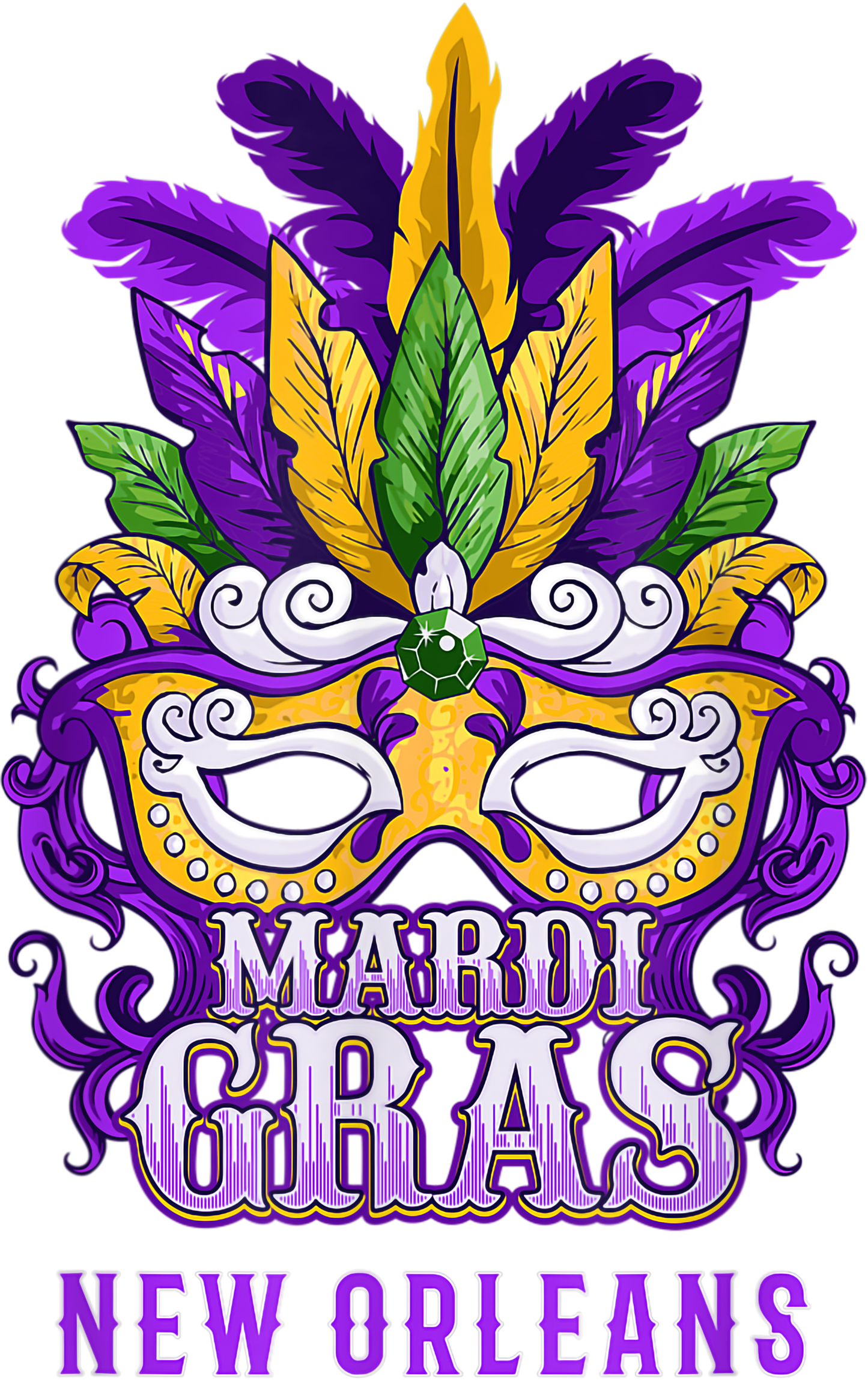 Mardi Gras 642 - Mardi Gras Parade T Shirt New Orleans Louisiana Mask Feather