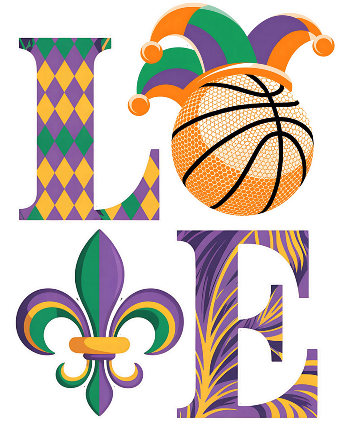 Mardi Gras 403 - Funny Love Basketball Mardi Gras Costume Carnival Women Men Sweatshirt