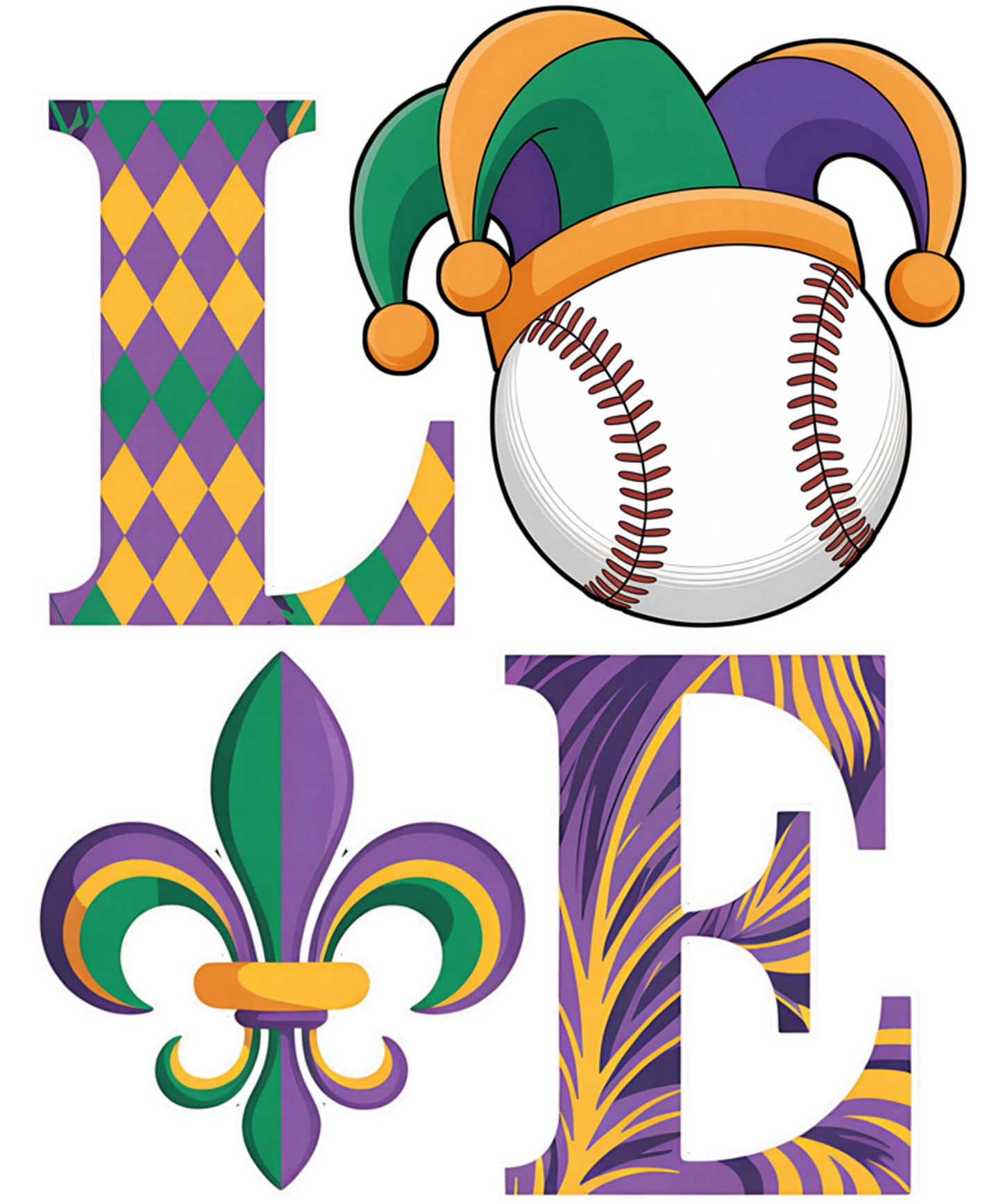 Mardi Gras 402 - Funny Love Baseball Mardi Gras Costume Carnival Women Men Sweatshirt