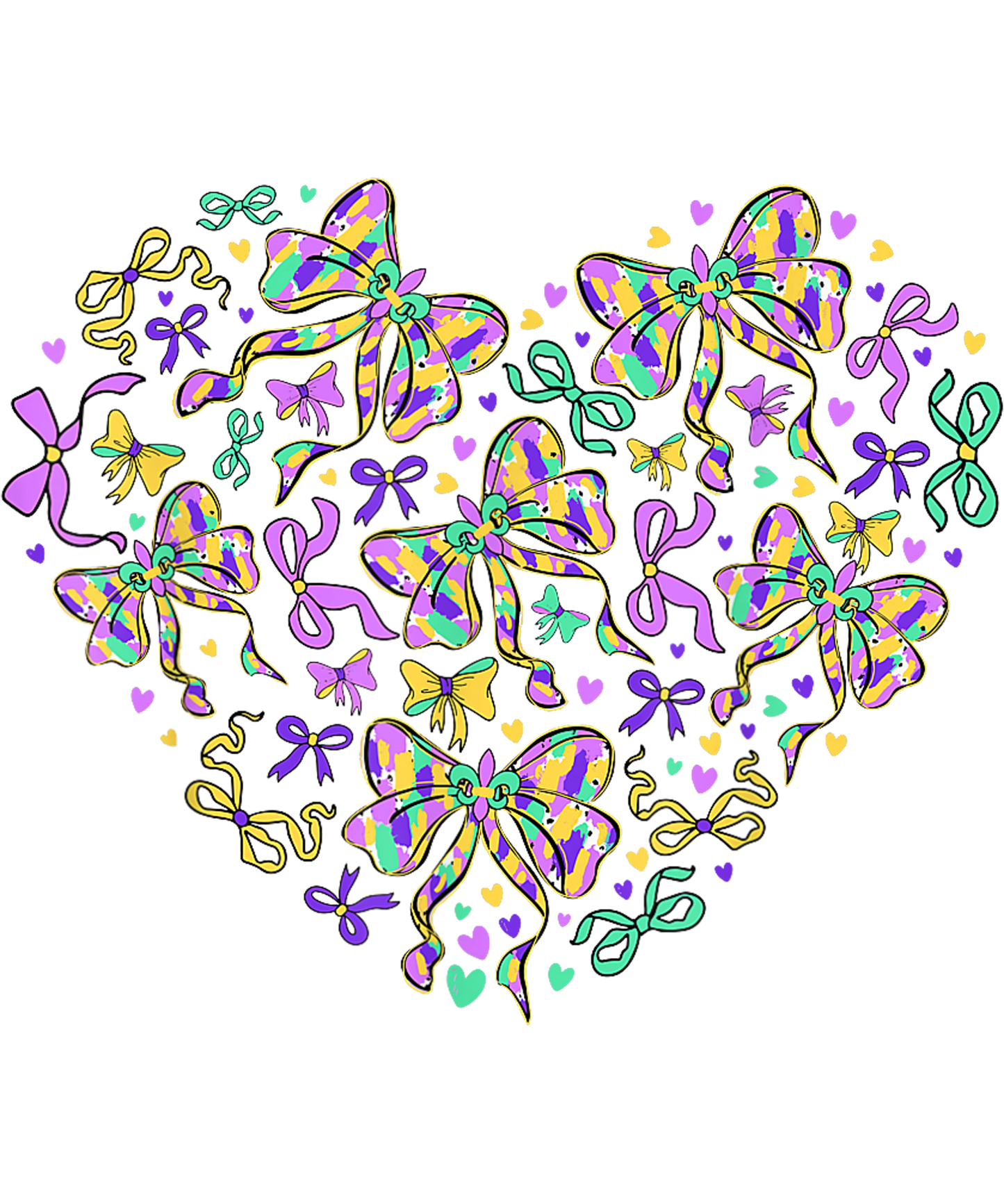 Mardi Gras 585 - Mardi Gras Coquette Bow Heart Fat Tuesday Kids Girls Women T Shirt