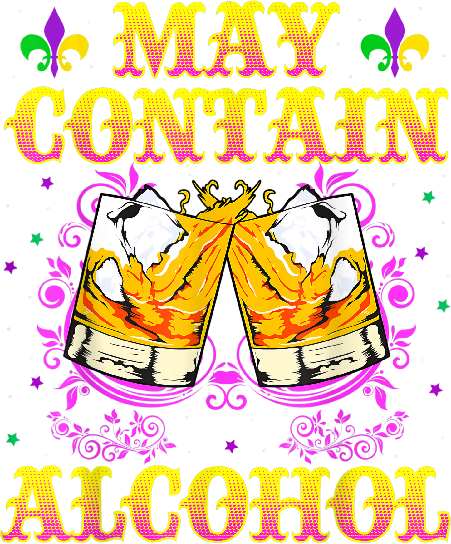 Mardi Gras 835 - May Contain Alcohol Mardi Gras Shirt Party Beads Mask Funny T Shirt