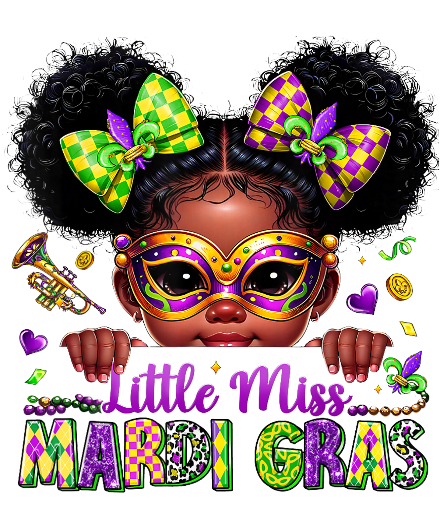 Mardi Gras 532 - Little Miss Mardi Gras Carnival New Orleans Fleur De Lis T Shirt