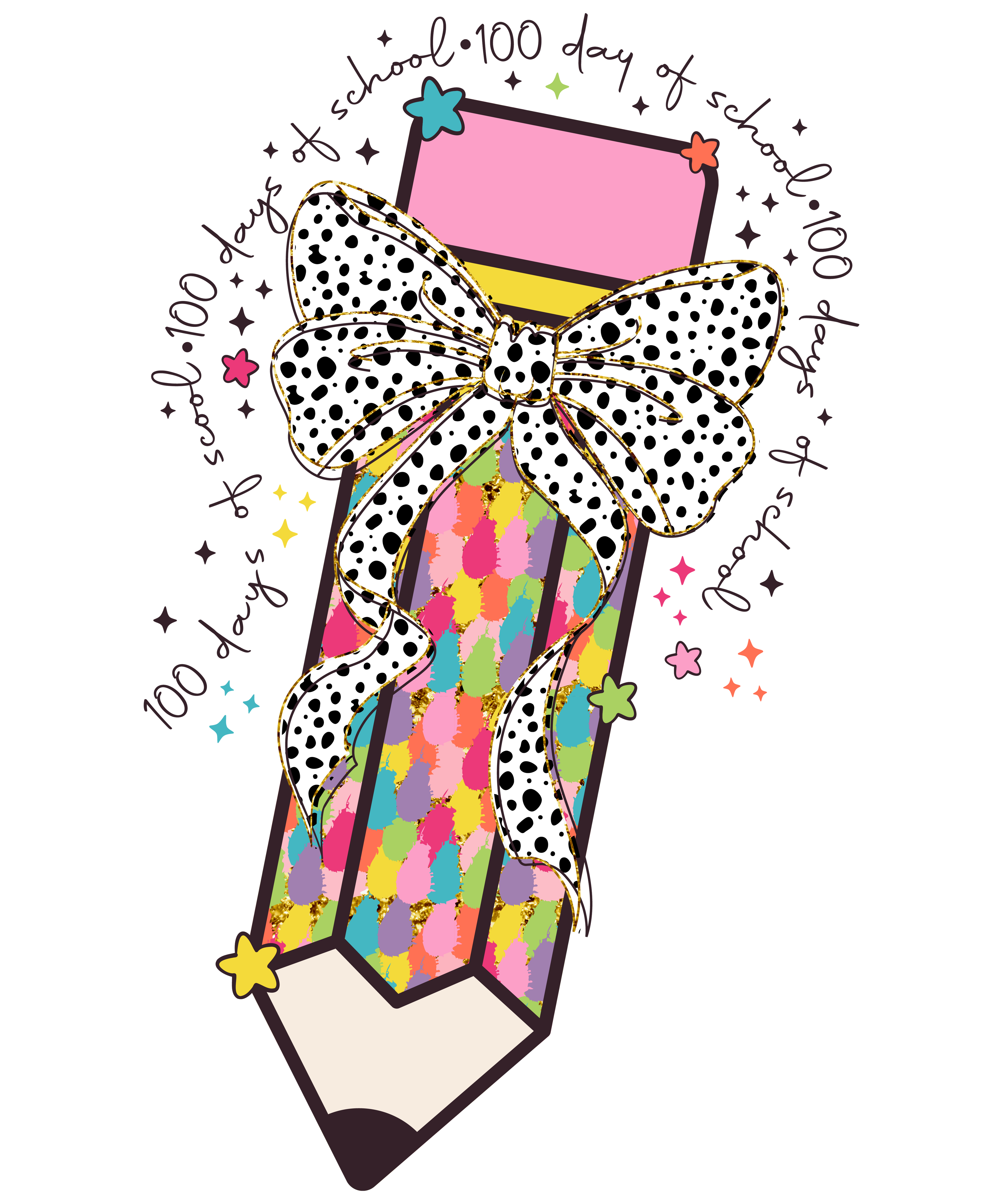 Back to School 310 - Colorful Glitter Brushstroke 100 Days Of School Png300