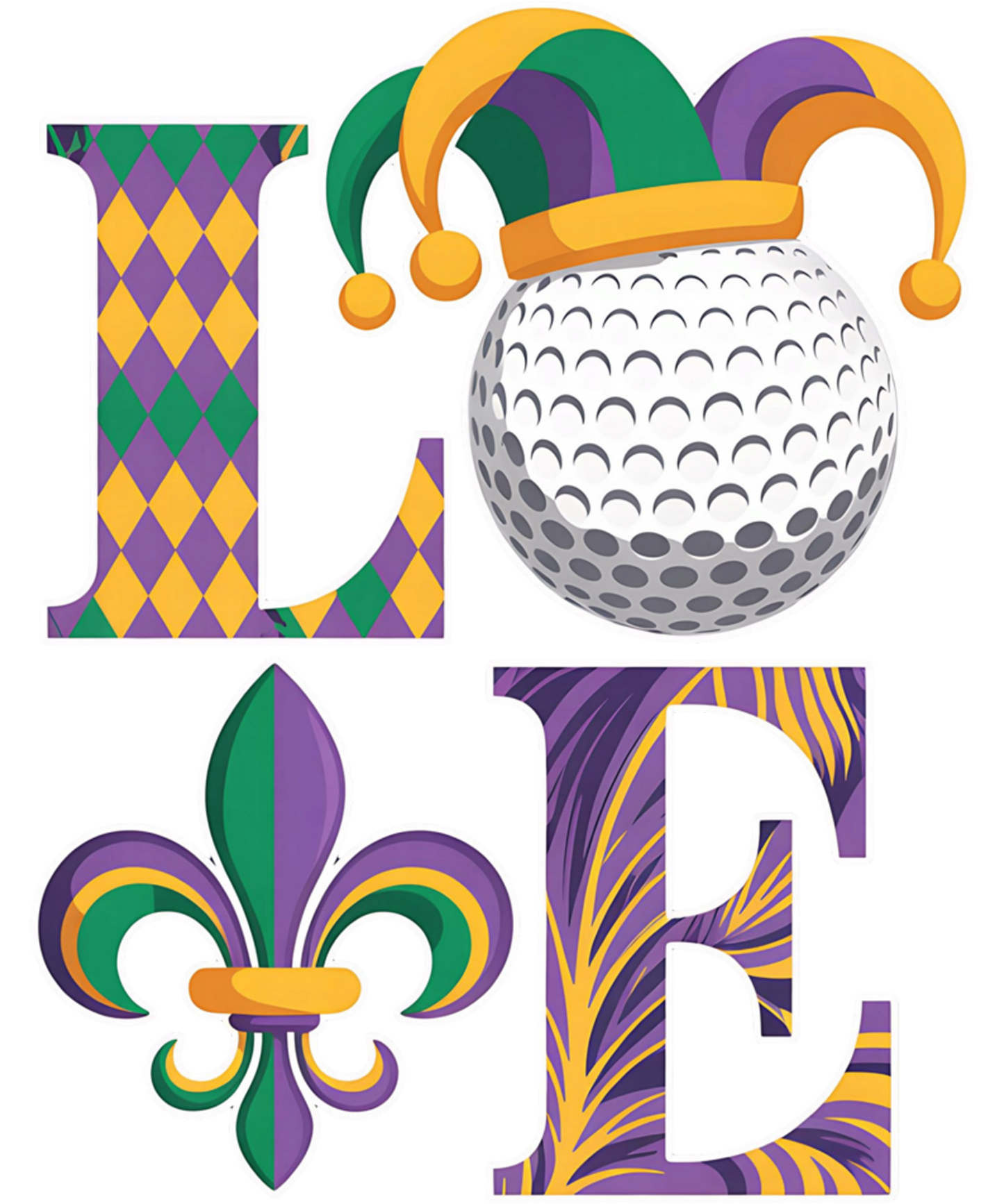 Mardi Gras 405 - Funny Love Golf Mardi Gras Costume Carnival Women Men Sweatshirt