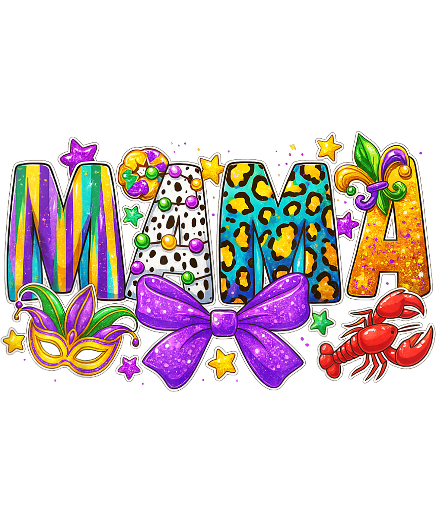 Mardi Gras 628 - Mardi Gras Mama Coquette Bow Fat Tuesday Louisiana T Shirt