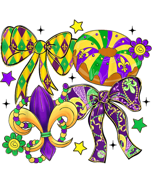 Mardi Gras 1000 - Retro Coquette Bow Mardi Gras Dog Fleur De Lis Fat Tuesday T Shirt