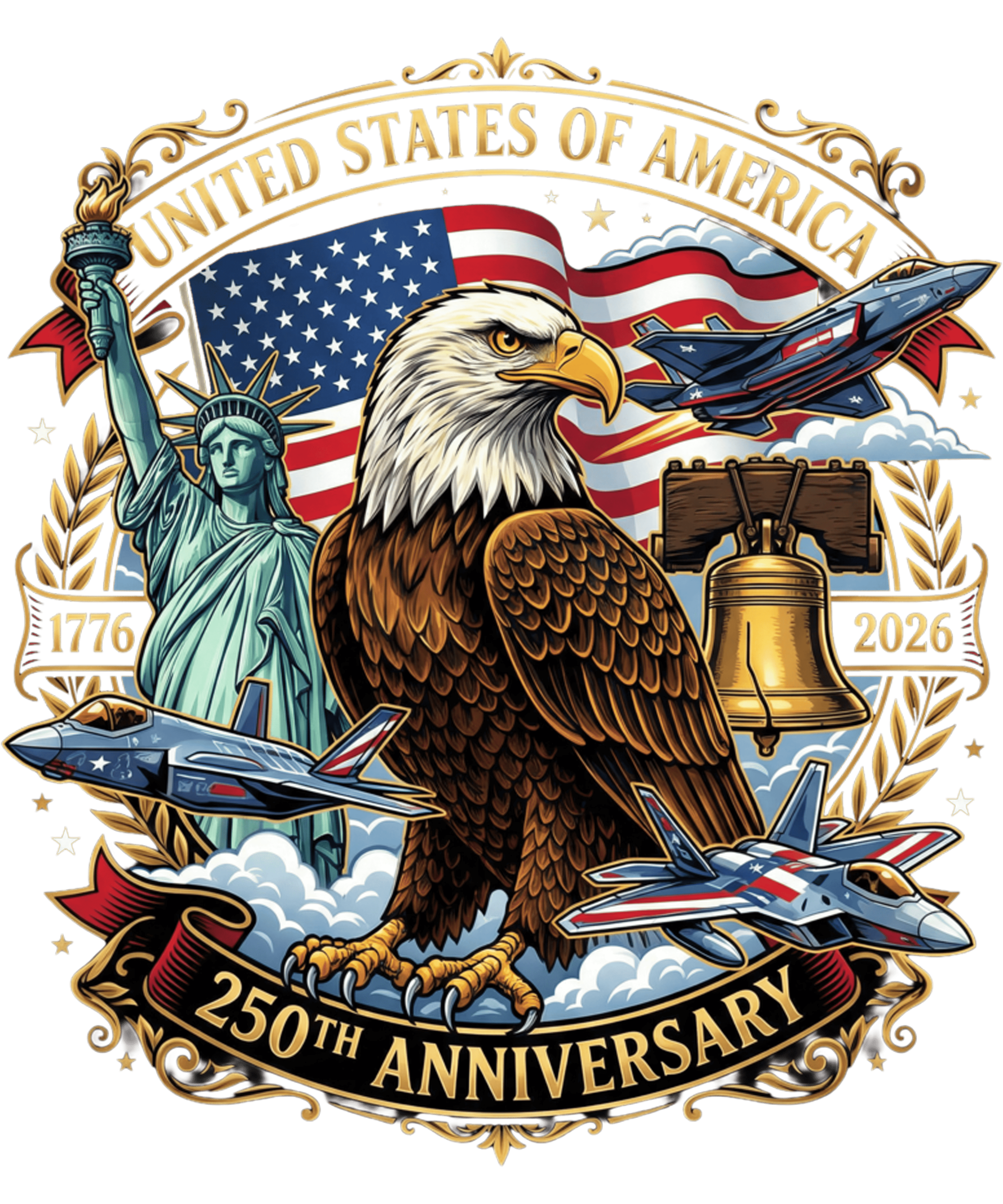4th of July 549 - Usa Independence 250th Anniversary 1776 2026 Patriotic Eagle Long Sleeve T Shirt