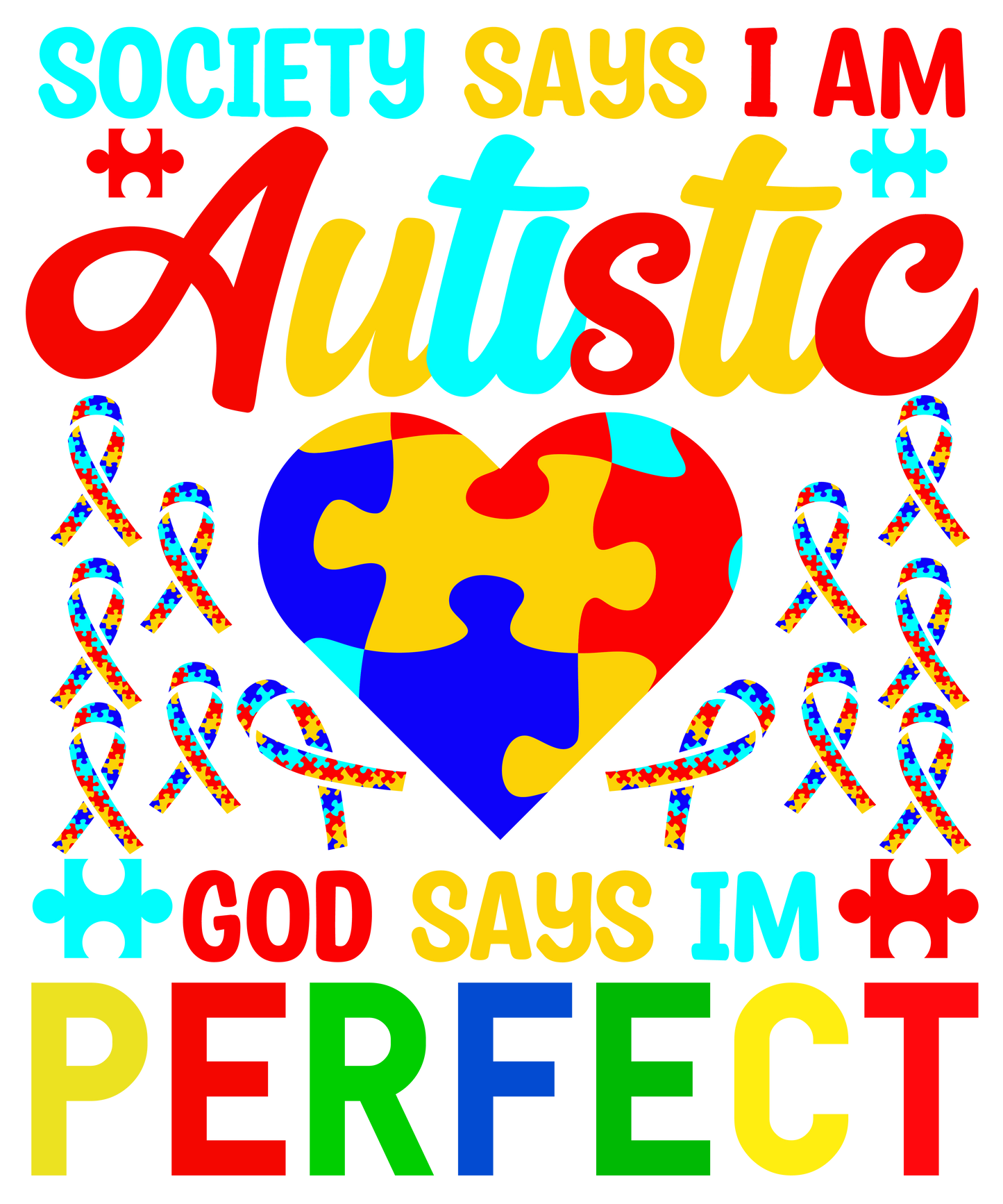 Autism 411 - Copy Of 17.Rainbow Heart And Autism Awareness Design