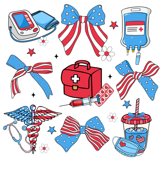 4th of July 414 - Or 02062025 Nhuy Coquette Bow Nurse America 4th Of July