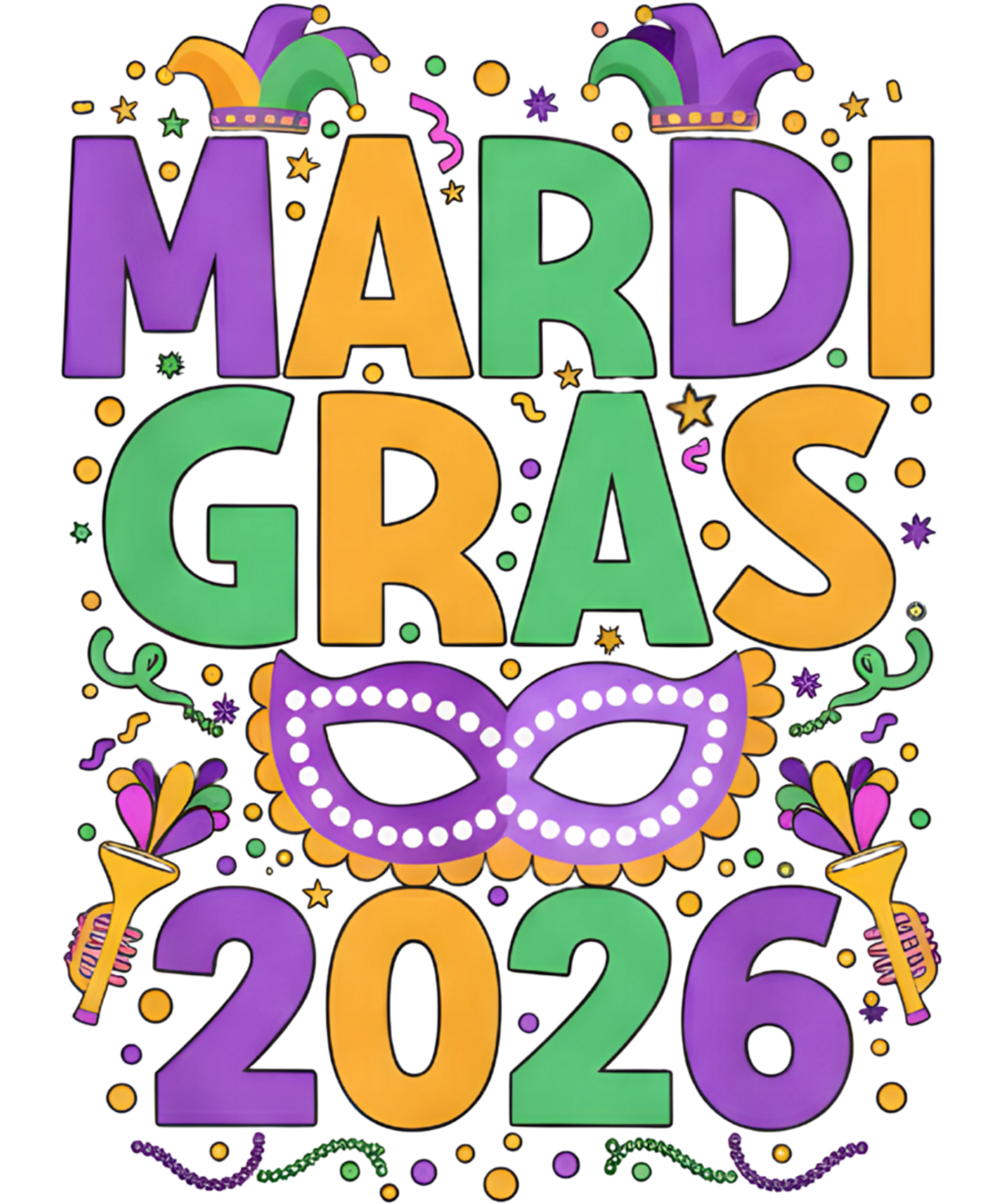 Mardi Gras 443 - Happy Mardi Gras 2026 Costume New Orleans Matching Men Women Sweatshirt