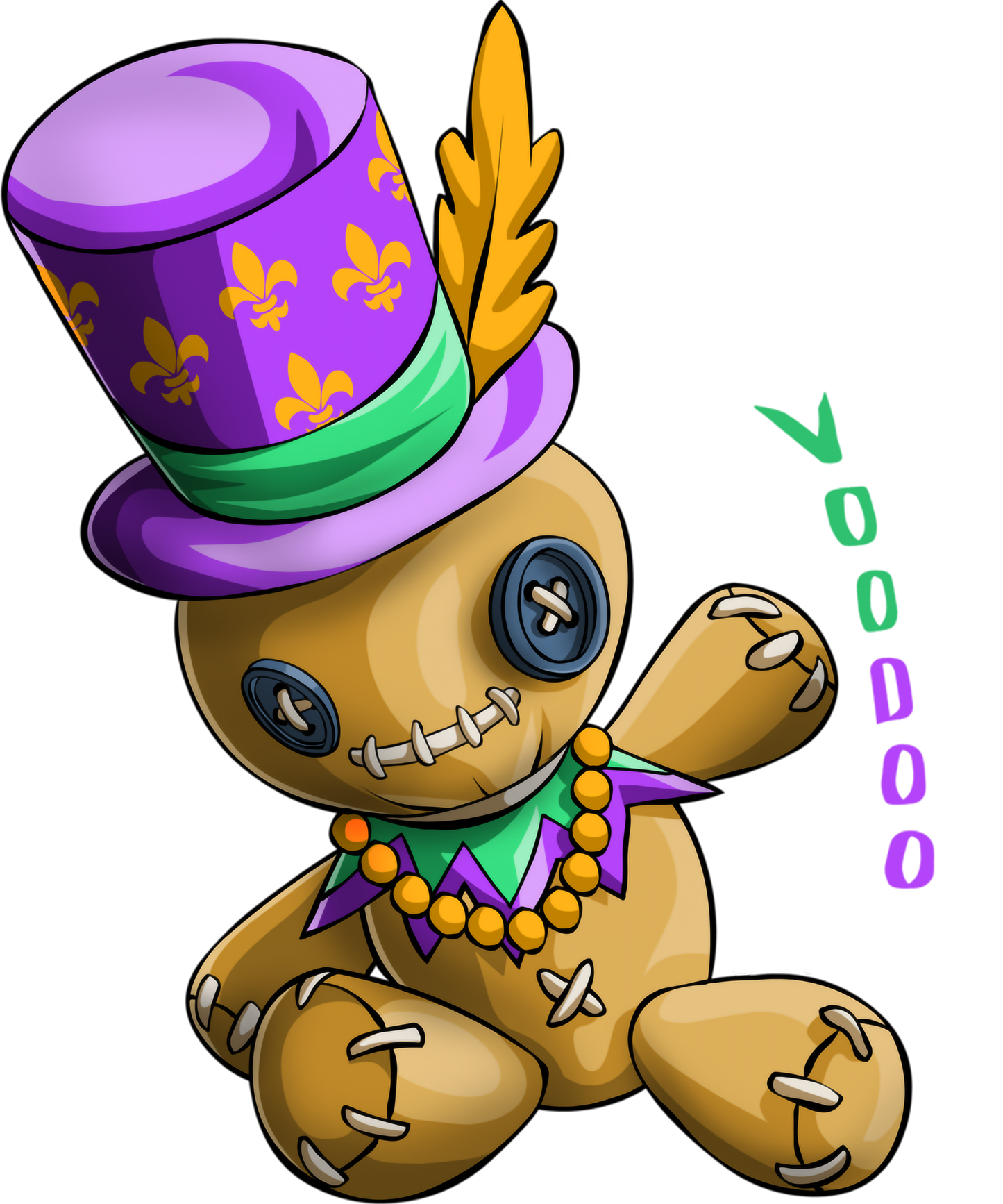 Mardi Gras 1034 - Voodoo Doll Mardi Gras Mask Jester Hat Beads Carnival Gift Long Sleeve T Shirt