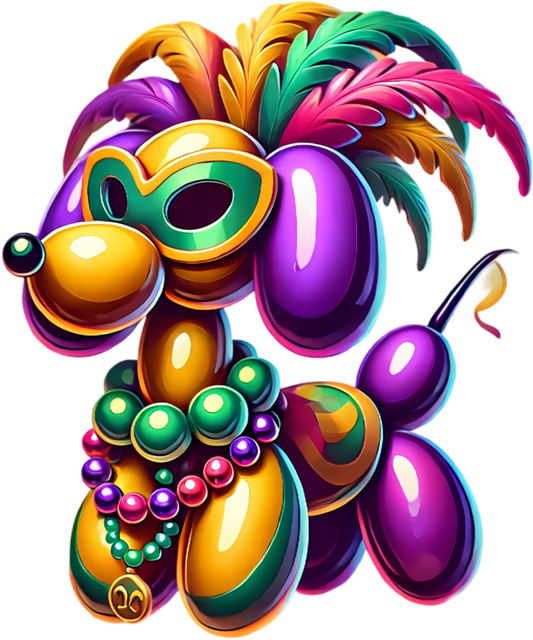 Mardi Gras 560 - Mardi Gras Balloon Dog Wearing Mardi Gras Costume Beads Sweatshirt