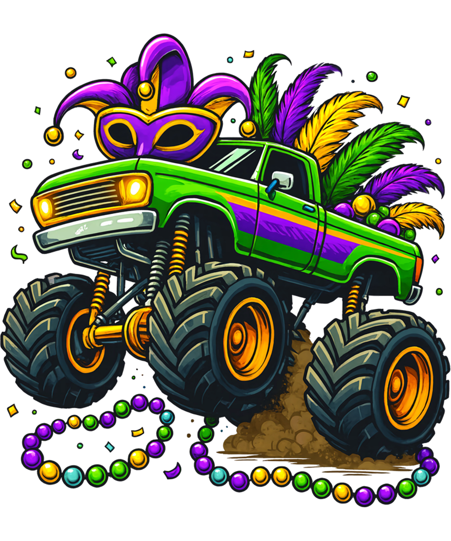 Mardi Gras 673 - Mardi Gras Truck Kids Toddlers New Orleans Festival Sweatshirt