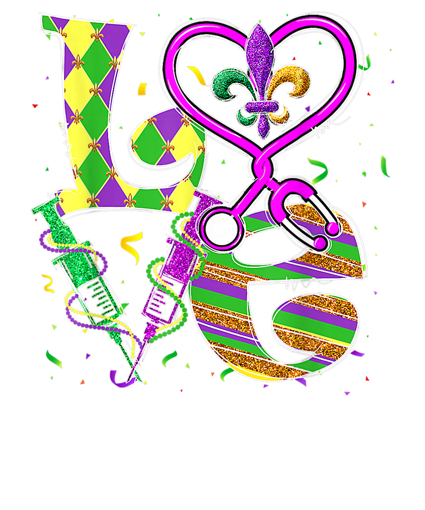 Stethoscope LOVE Oncology Nurse Mardi Gras Carnival
