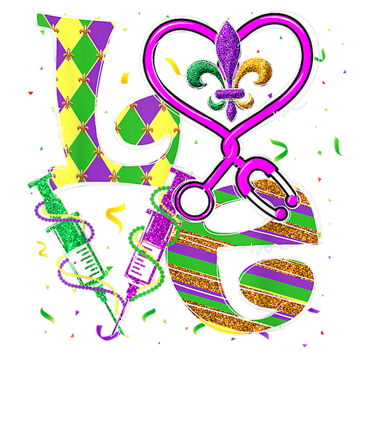 Stethoscope LOVE Oncology Nurse Mardi Gras Carnival