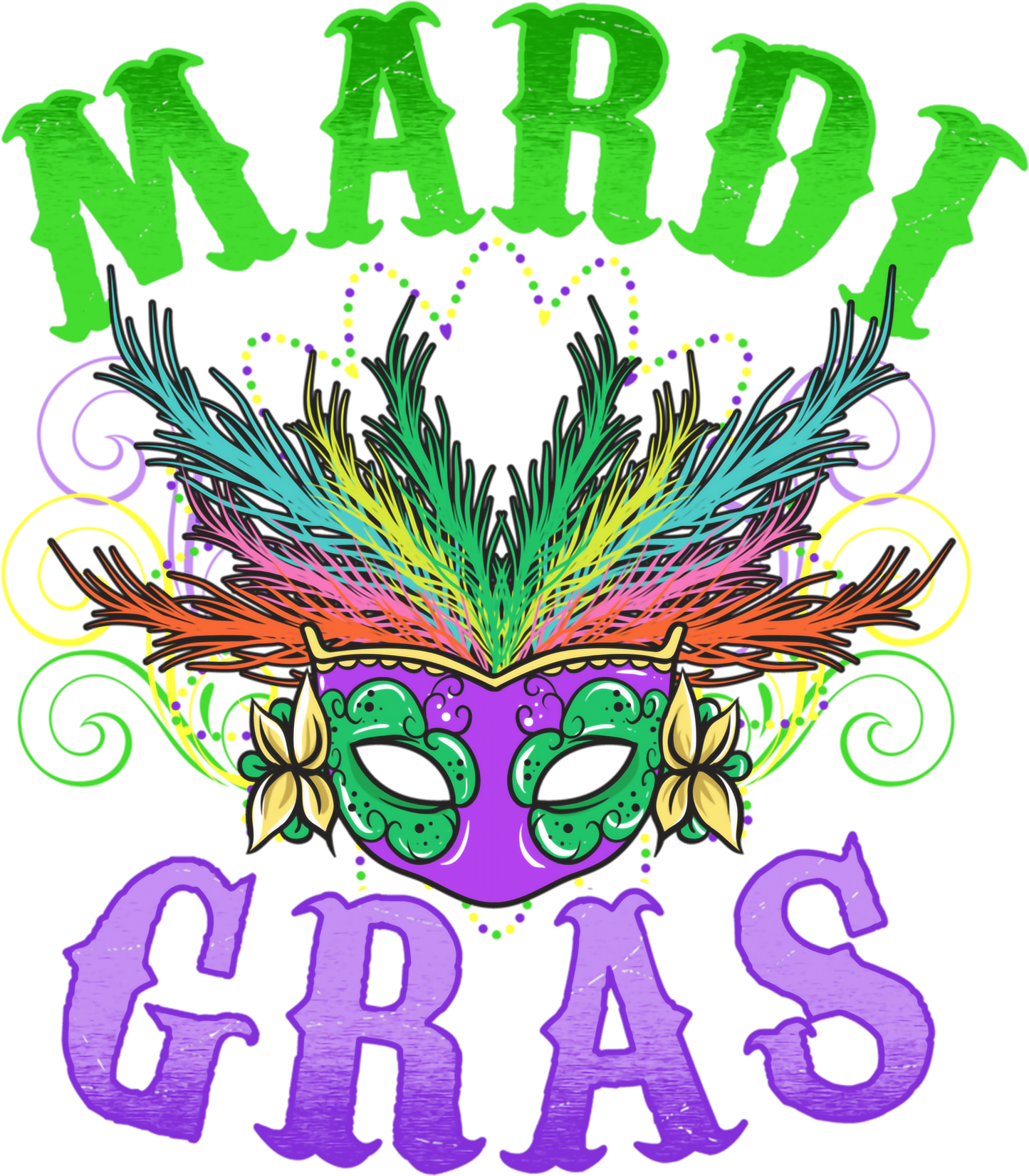 Mardi Gras 660 - Mardi Gras Shirts Long Sleeve W Awesome Mask And Feathers