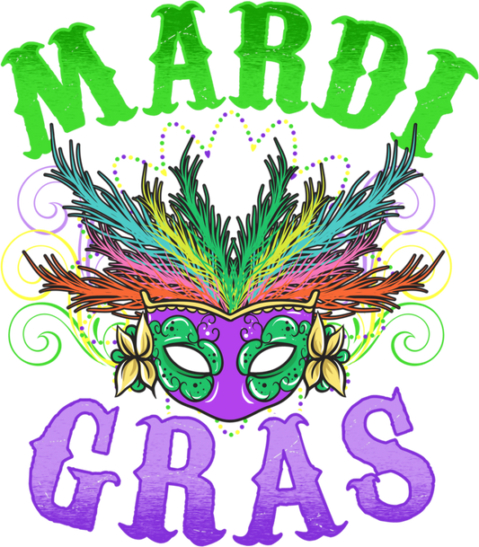 Mardi Gras 660 - Mardi Gras Shirts Long Sleeve W Awesome Mask And Feathers