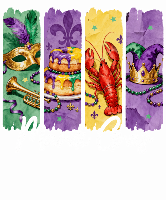 Mardi Gras 614 - Mardi Gras Jester Hat Mask Beads Crawfish Carnival Parade Sweatshirt