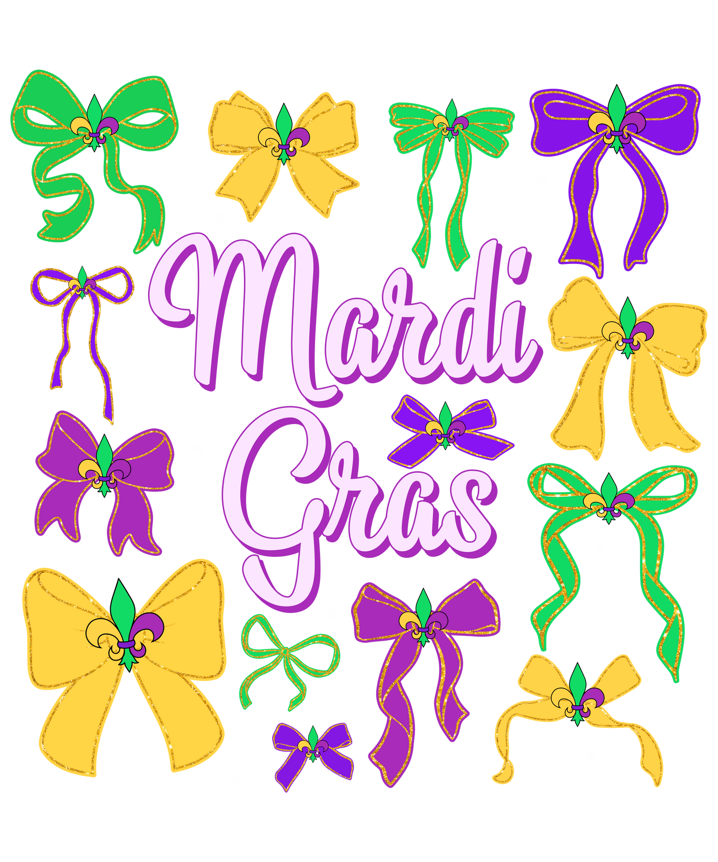 Mardi Gras 974 - Or 412025 Vtn Glitter Mardi Gras Coquette Bow