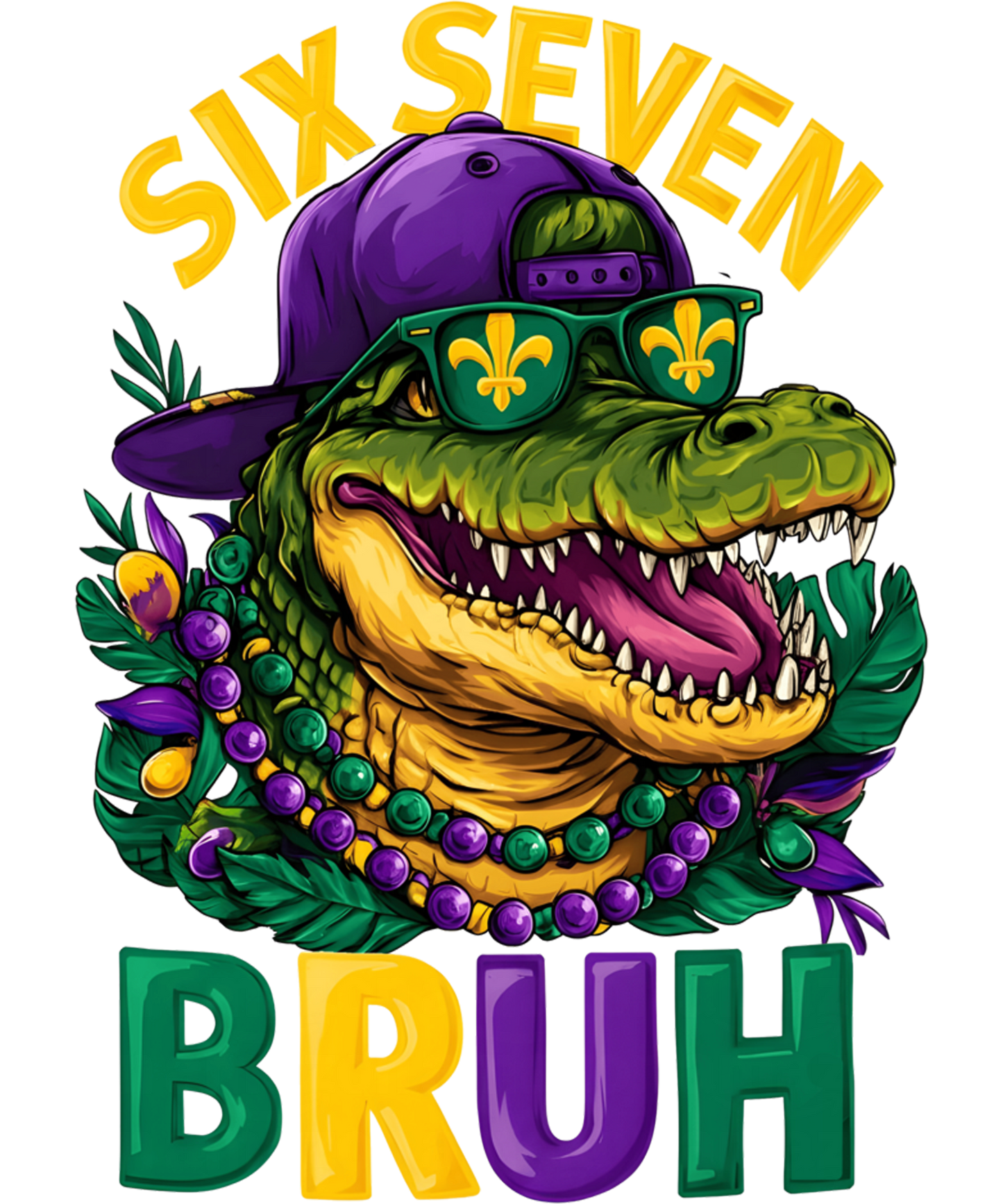 Mardi Gras 665 - Mardi Gras Six Seven Bruh Mardigator Alligator 6 7 Meme Boy Sweatshirt (3)