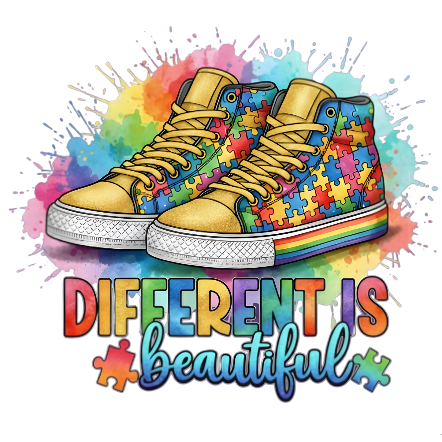 Autism 41 - 15.Rainbow Heart Autism Awareness Design